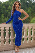 one-shoulder-long-sleeve-dress Sophia's Trends - Sophia's Style-Royal  Blue-S